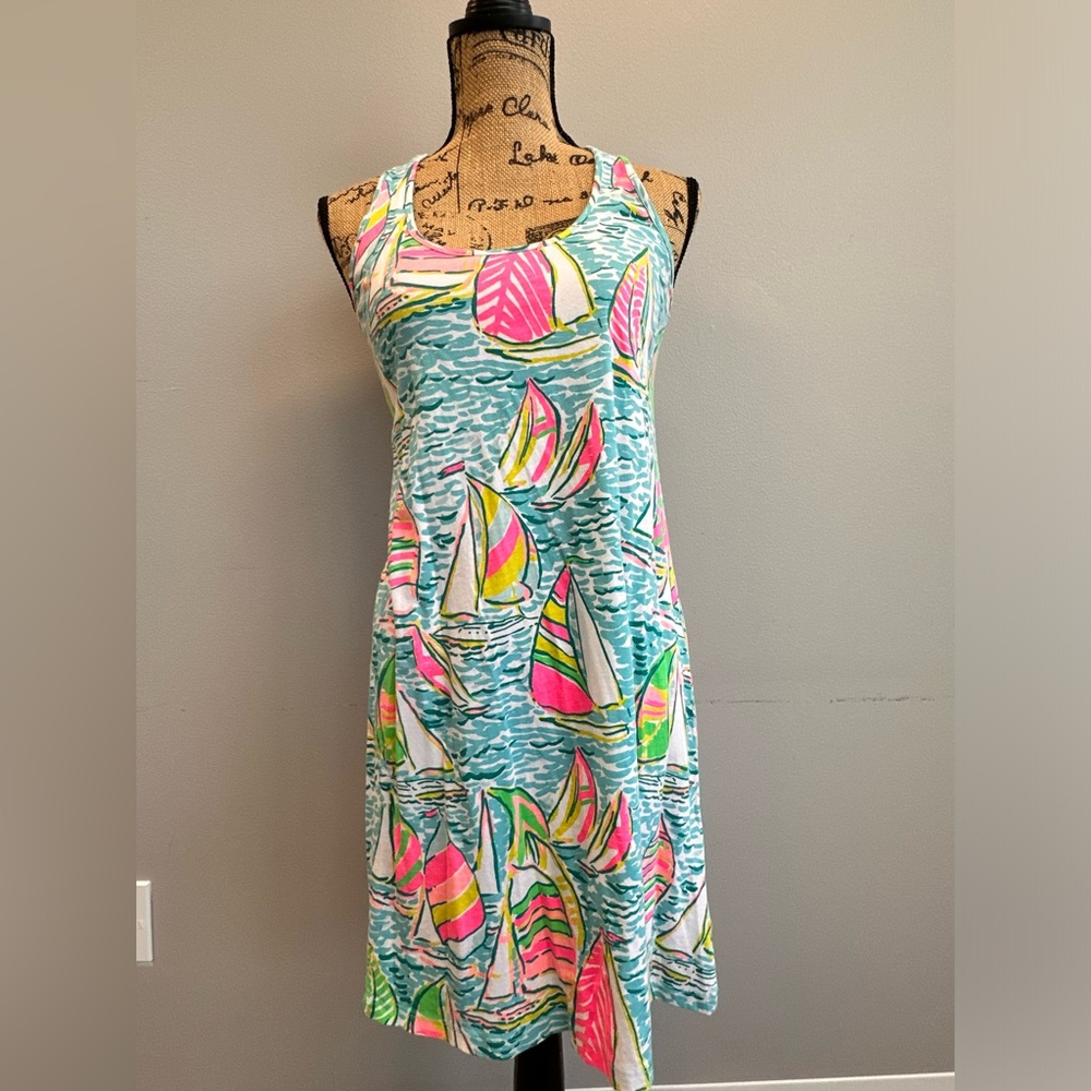 Lilly Pulitzer Melle Trapeze Tank Dress In Pop Up Gotta Regatta